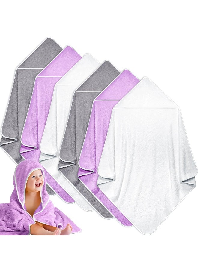 6 Pack Baby Bath Towel, Coral Fleece Soft Absorbent Newborn Hooded Towel for Kids
