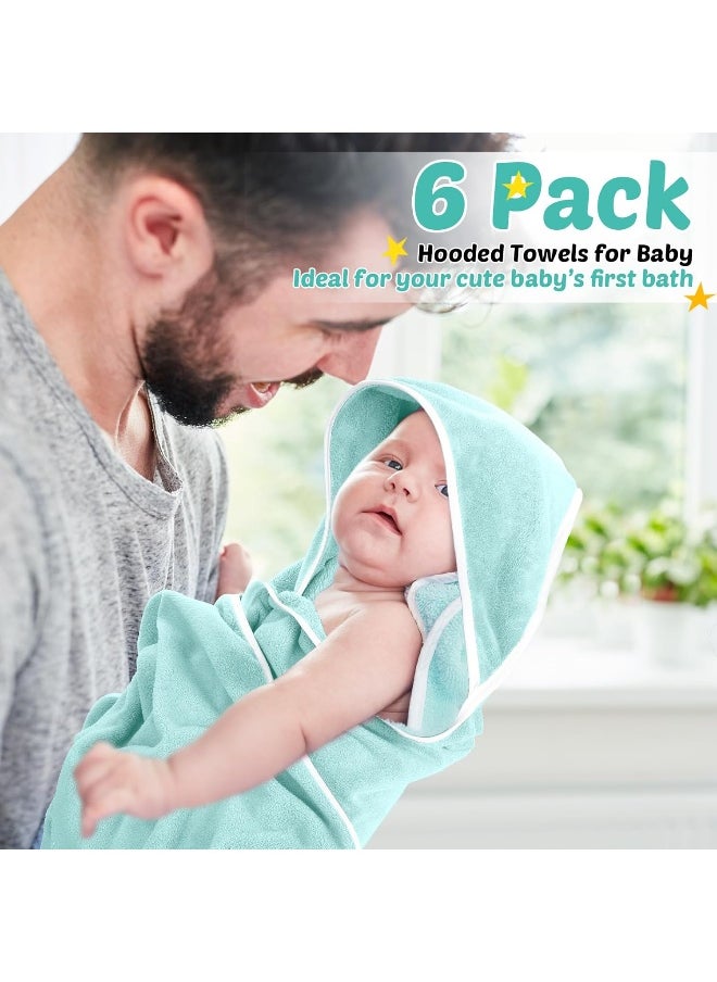 Chumia 6 Pack Baby Bath Towel Coral Fleece Soft Absorbent Newborn Hooded Towel for Kid 30 x 30 Inch Toddler Bath Blanket for Babies Infant Shower Gift