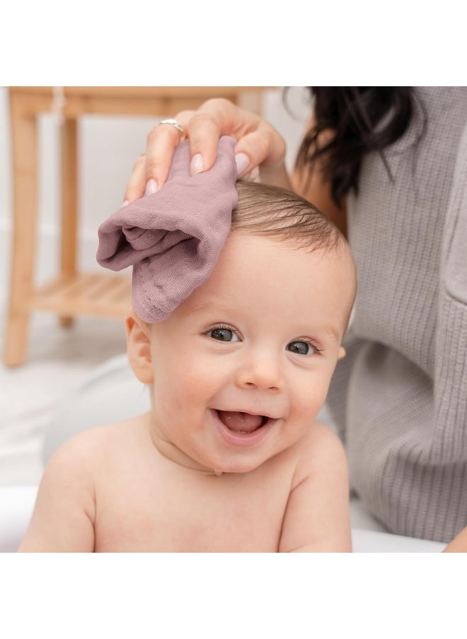 Baby Washcloths, Muslin Cotton Towels, Large 10”x10” Wash Cloths Soft on Sensitive Skin, Absorbent for Boys & Girls, Newborn Baby & Toddlers Essentials Shower Registry Gift (Multicolor, Pack of 10)