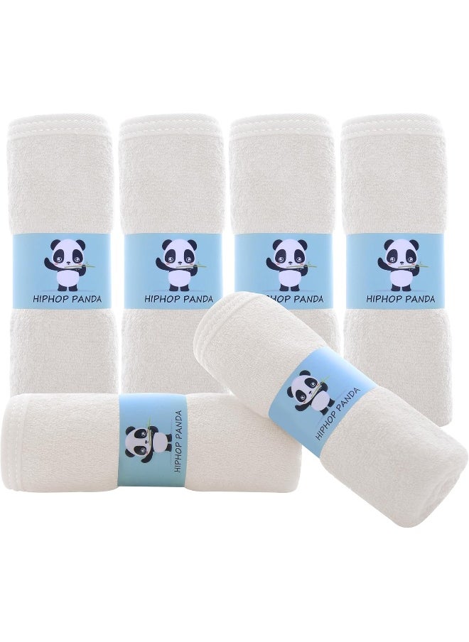 HIPHOP PANDA Baby Washcloths, Rayon Made from Bamboo - 2 Layer Ultra Soft Absorbent Newborn Bath Face Towel - Reusable Baby Wipes for Delicate Skin - Ivory, 6 Pack