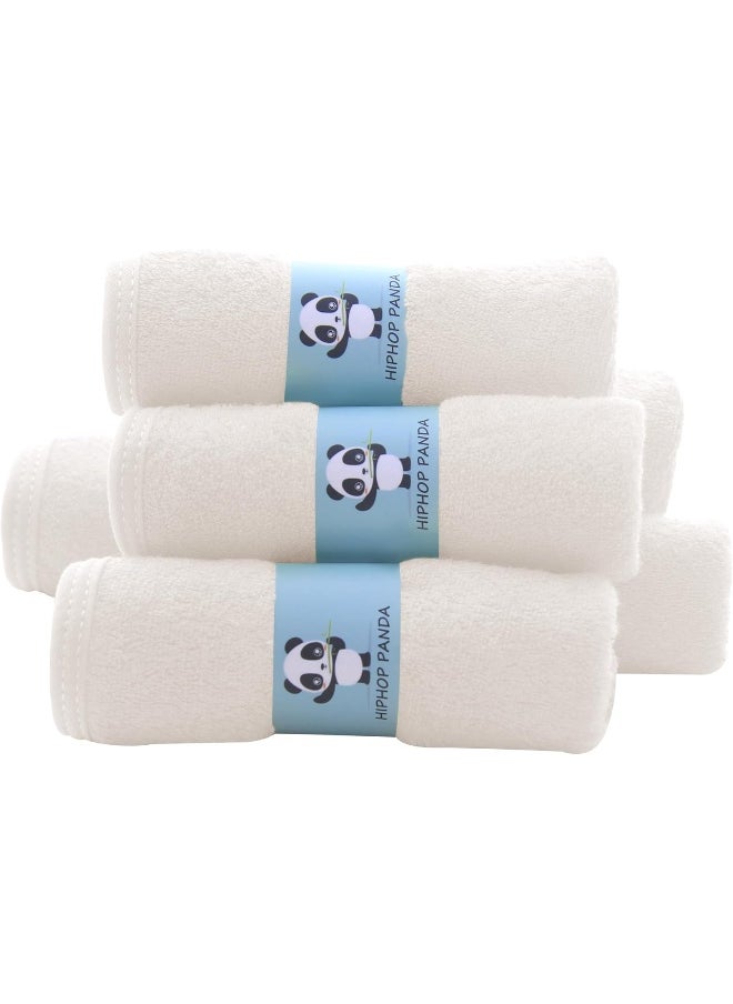 HIPHOP PANDA Baby Washcloths, Rayon Made from Bamboo - 2 Layer Ultra Soft Absorbent Newborn Bath Face Towel - Reusable Baby Wipes for Delicate Skin - Ivory, 6 Pack