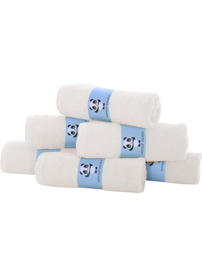 HIPHOP PANDA Baby Washcloths, Rayon Made from Bamboo - 2 Layer Ultra Soft Absorbent Newborn Bath Face Towel - Reusable Baby Wipes for Delicate Skin - Ivory, 6 Pack