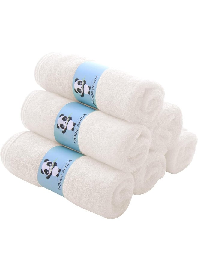 HIPHOP PANDA Baby Washcloths, Rayon Made from Bamboo - 2 Layer Ultra Soft Absorbent Newborn Bath Face Towel - Reusable Baby Wipes for Delicate Skin - Ivory, 6 Pack
