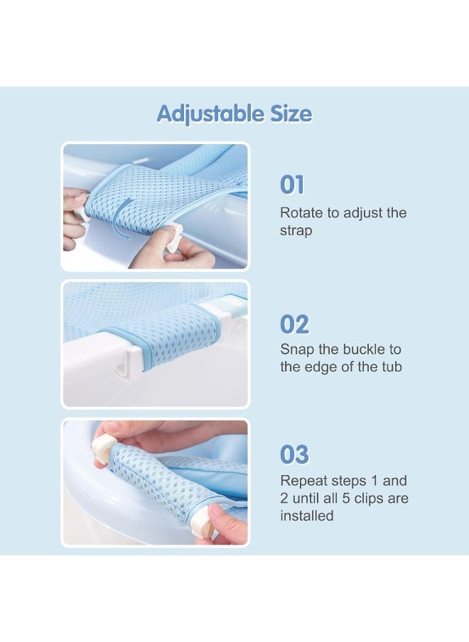 Colorlife Baby Bath Seat Support Net Adjustable Comfortable Non-Slip Five Prong Mesh Newborn Baby Bath Seat Support Net 0-6 Months Blue