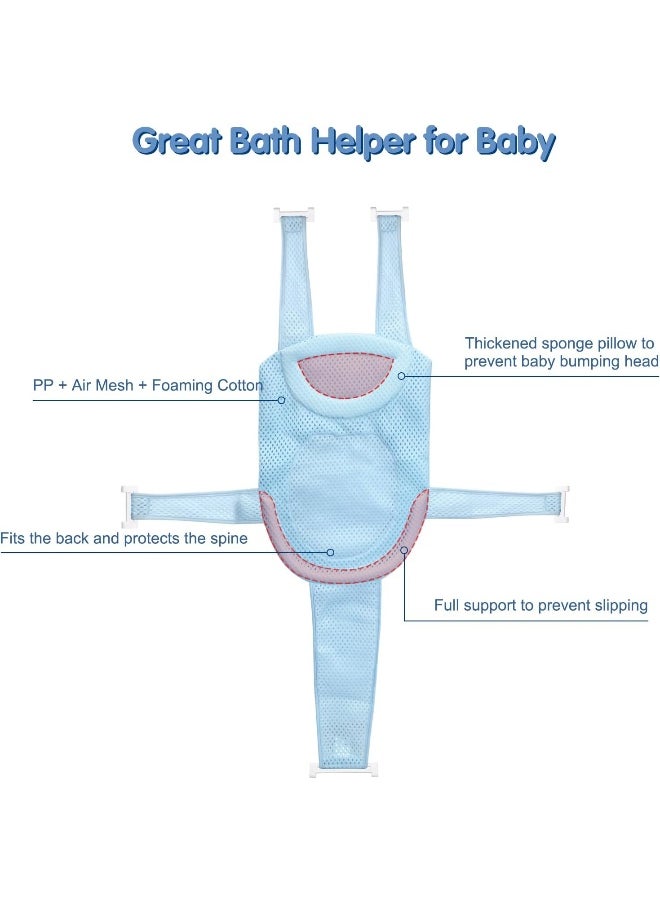 Colorlife Baby Bath Seat Support Net Adjustable Comfortable Non-Slip Five Prong Mesh Newborn Baby Bath Seat Support Net 0-6 Months Blue