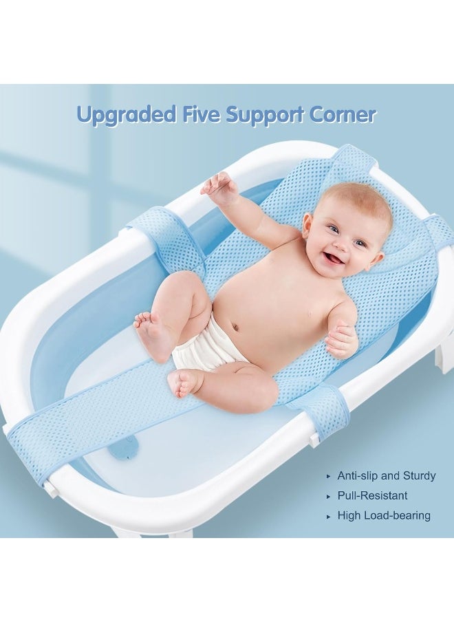 Colorlife Baby Bath Seat Support Net Adjustable Comfortable Non-Slip Five Prong Mesh Newborn Baby Bath Seat Support Net 0-6 Months Blue