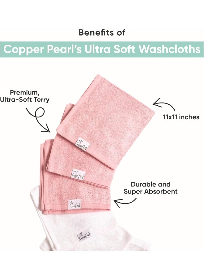 Copper Pearl 6 Ultra Soft Baby Bath Washcloths Premium Large Soft 'Skip' 11 x 11 Towels