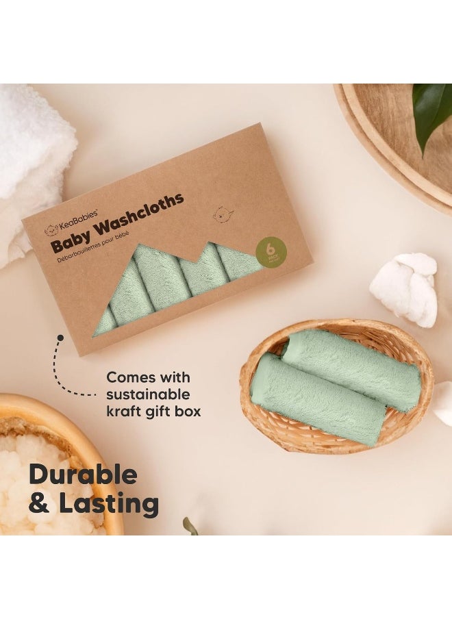 6-Pack Baby Washcloths - Soft Viscose Derived from Bamboo Washcloth, Baby Wash Cloths, Baby Wash Cloth for Newborn, Kids, Bath Baby Towels, Face Towel, Face Cloths for Washing Face(Pistachio)