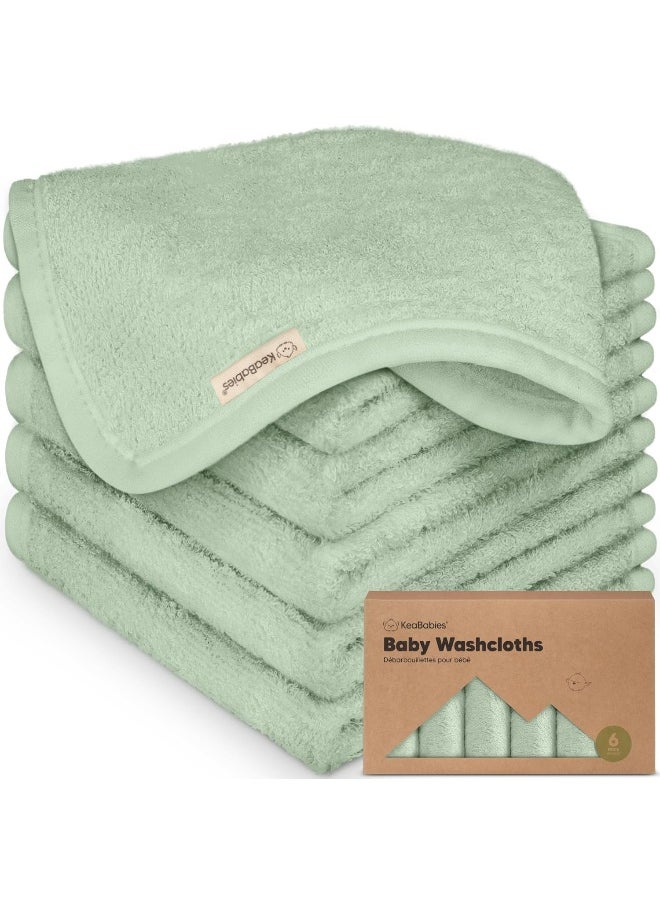 6-Pack Baby Washcloths - Soft Viscose Derived from Bamboo Washcloth, Baby Wash Cloths, Baby Wash Cloth for Newborn, Kids, Bath Baby Towels, Face Towel, Face Cloths for Washing Face(Pistachio)
