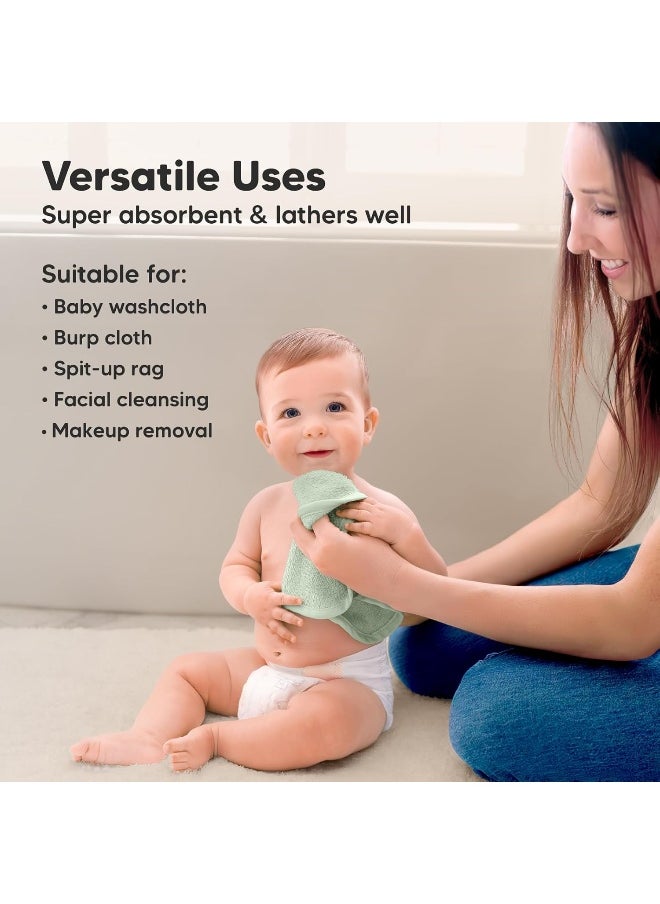 6-Pack Baby Washcloths - Soft Viscose Derived from Bamboo Washcloth, Baby Wash Cloths, Baby Wash Cloth for Newborn, Kids, Bath Baby Towels, Face Towel, Face Cloths for Washing Face(Pistachio)