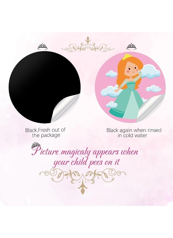 Geyee 24 Pcs Potty Training Stickers Potty You Pee on Toilet Reveal Stickers Chart Reusable Pee Decals Color Changing Seat Toilet Targets for Boys Girls Kids Training Use(Princess)