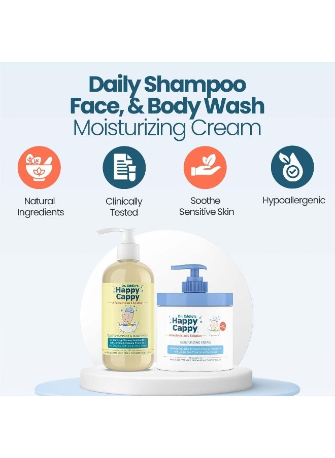 Happy Cappy Baby Shampoo and Body Wash and Moisturizing Cream Bundle