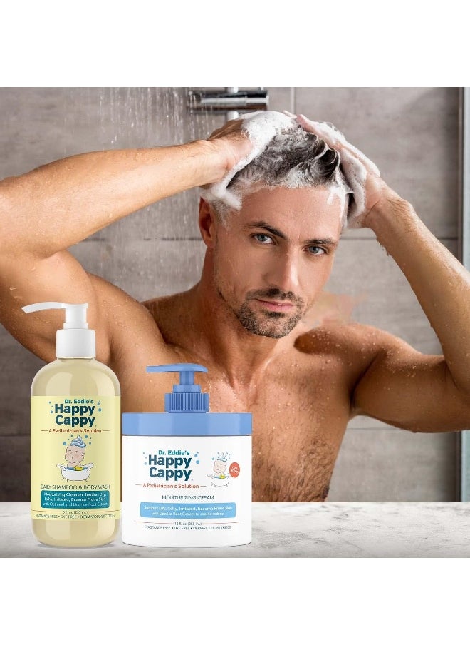 Happy Cappy Baby Shampoo and Body Wash and Moisturizing Cream Bundle