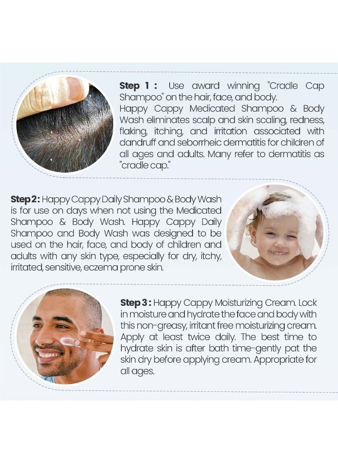 Happy Cappy Baby Shampoo and Body Wash and Moisturizing Cream Bundle