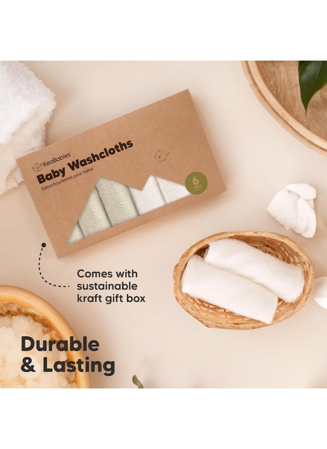6-Pack Baby Washcloths - Soft Viscose Derived from Bamboo Washcloth, Baby Wash Cloths, Baby Wash Cloth for Newborn, Kids, Bath Baby Towels, Face Towel, Face Cloths for Washing Face