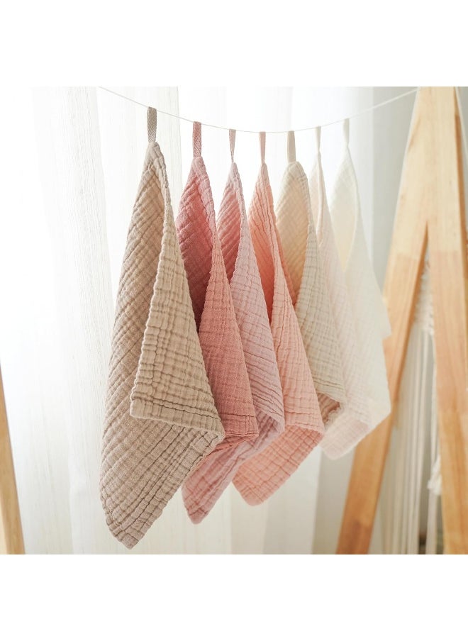 Konssy Baby Muslin Washcloths 7 Pack -100% Cotton Baby Bath Washcloths, Soft Baby Wash Cloths and Absorbent Burp Cloths for Newborn Kids Girls and Boys, 11x11 inches