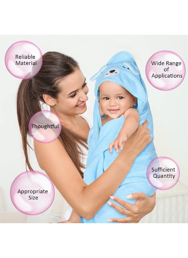 Eccliy 4 Pack Baby Bath Towel Cute Animal Face Coral Fleece Baby Bath Towels Poncho Cape for Boy and Girl (Kitten, Puppy, Bear, Elephant)