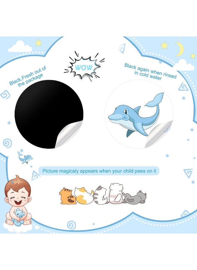 Geyee 24 Pcs Potty Training Stickers Potty You Pee on Toilet Reveal Stickers Chart Reusable Pee Decals Color Changing Seat Toilet Targets for Boys Girls Kids Training Use(Animal)