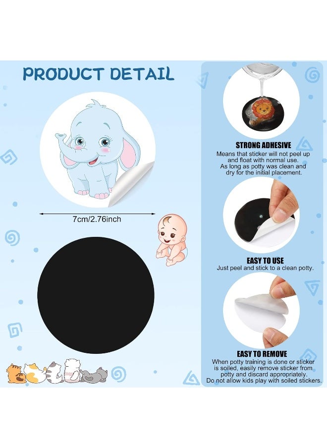 Geyee 24 Pcs Potty Training Stickers Potty You Pee on Toilet Reveal Stickers Chart Reusable Pee Decals Color Changing Seat Toilet Targets for Boys Girls Kids Training Use(Animal)