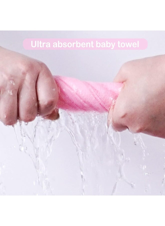 Baby Washcloths Set and Baby Bath Towels, Extra Soft and Ultra Absorbent, Great Gifts Pack for Newborn and Infants, 24 Pcs Pink