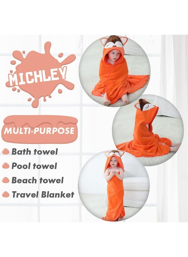 MICHLEY Animal Face Hooded Baby Towel Cotton Bathrobe for Boys Girls 0-6 Year