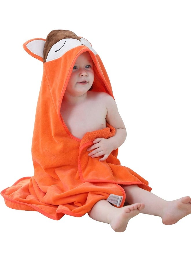 MICHLEY Animal Face Hooded Baby Towel Cotton Bathrobe for Boys Girls 0-6 Year