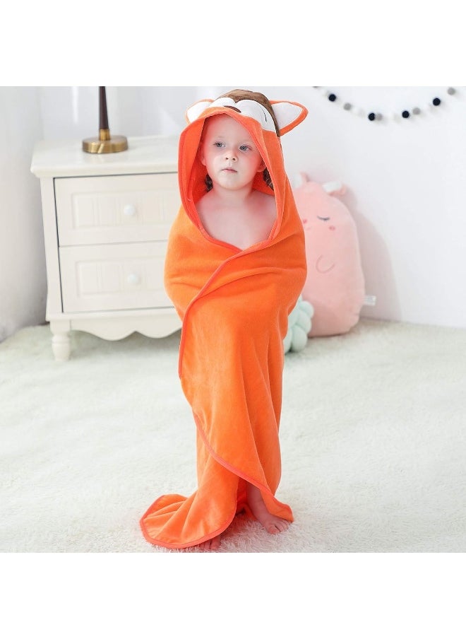 MICHLEY Animal Face Hooded Baby Towel Cotton Bathrobe for Boys Girls 0-6 Year