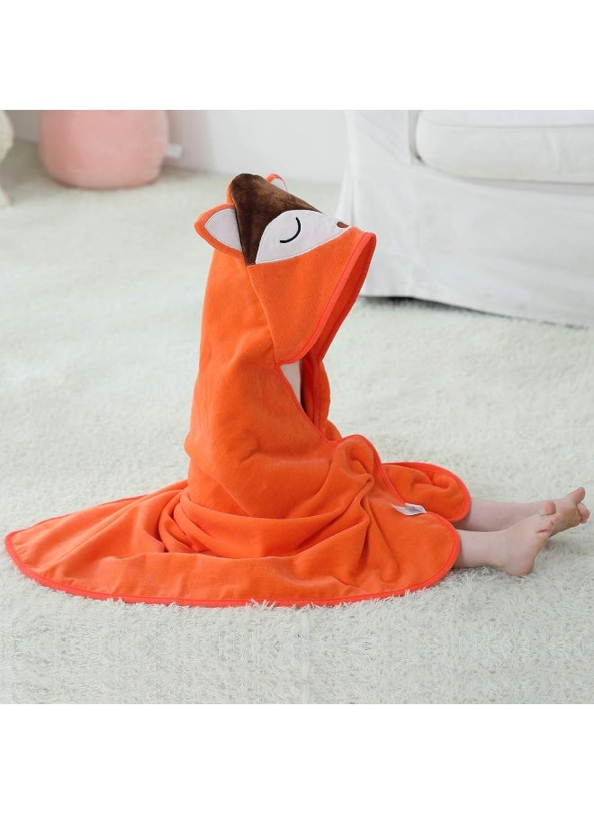 MICHLEY Animal Face Hooded Baby Towel Cotton Bathrobe for Boys Girls 0-6 Year