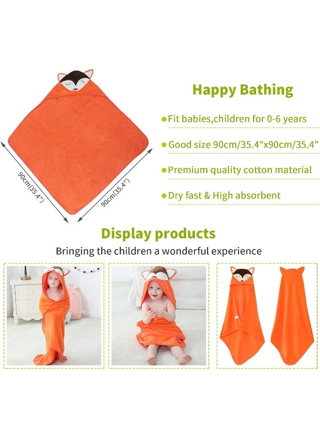 MICHLEY Animal Face Hooded Baby Towel Cotton Bathrobe for Boys Girls 0-6 Year