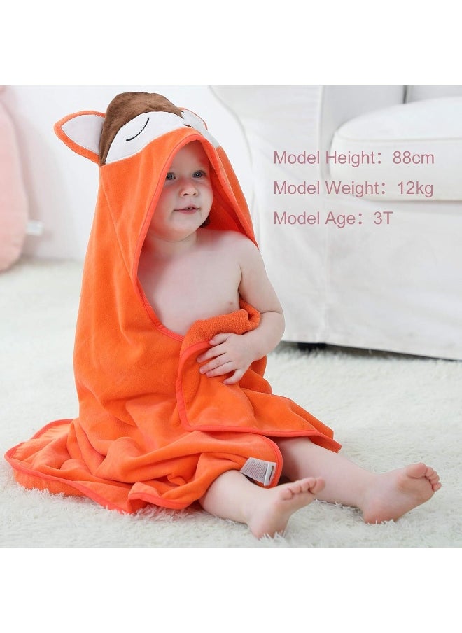 MICHLEY Animal Face Hooded Baby Towel Cotton Bathrobe for Boys Girls 0-6 Year