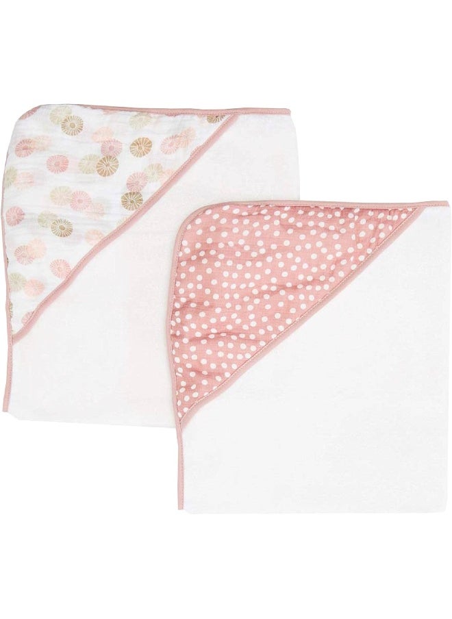 Spasilk Baby 2 Pack Soft Terry Towel with Muslin Printed Hood