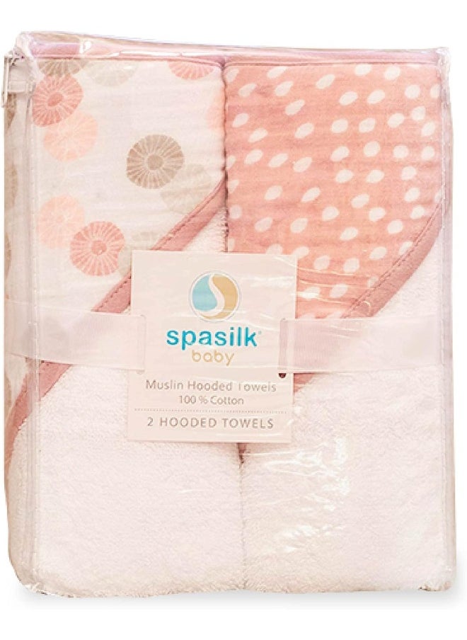 Spasilk Baby 2 Pack Soft Terry Towel with Muslin Printed Hood