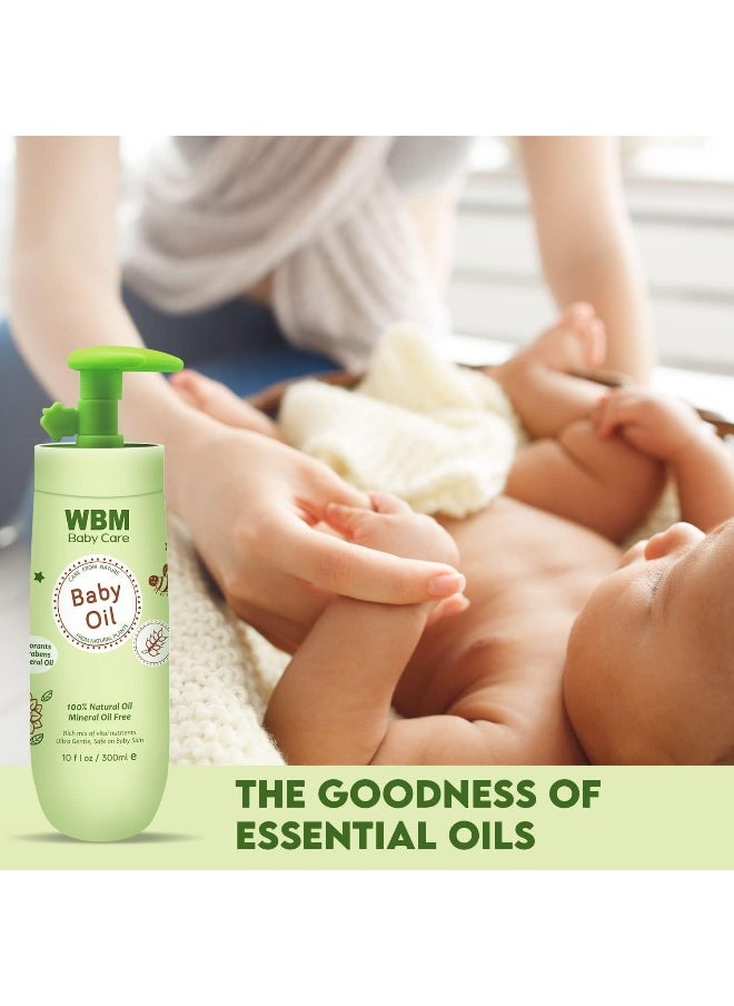 WBM Care Baby Oil-Moisturizing Baby Massage Oil|Mineral Oil Free With 100% Natural Ingredients And Vitamin E - 10 Oz