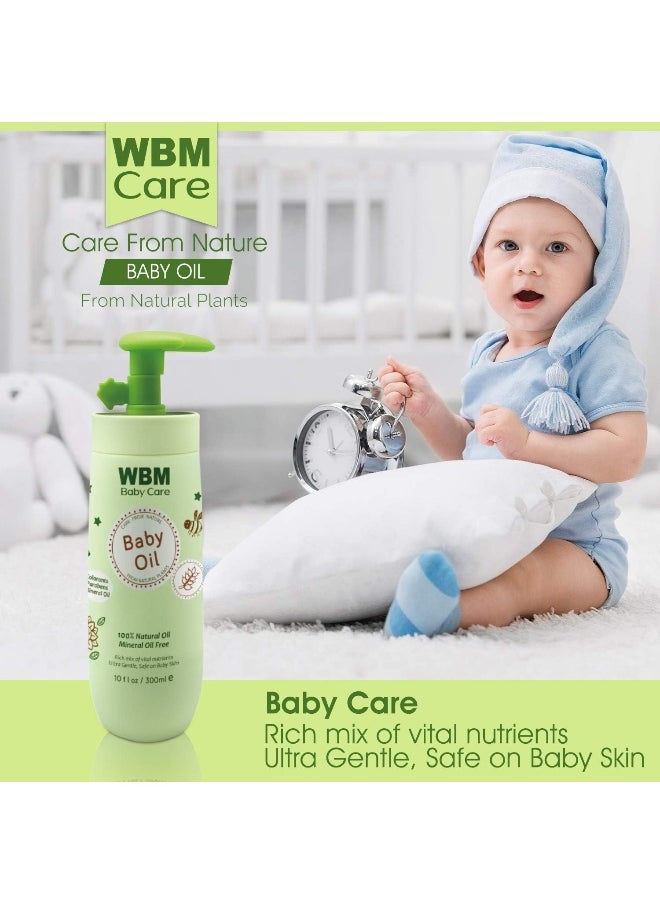 WBM Care Baby Oil-Moisturizing Baby Massage Oil|Mineral Oil Free With 100% Natural Ingredients And Vitamin E - 10 Oz