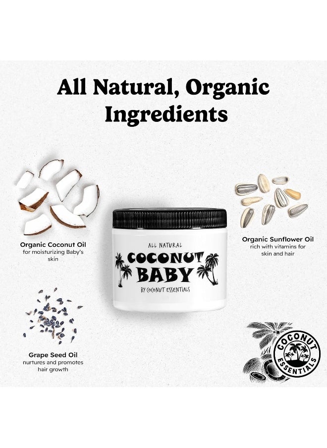 Coconut Essentials Baby Oil for Hair & Skin Care, Natural & Organic, Oil for Cradle Cap, and Infant Scalp Relief, Hair Oil for Adult and Newborn, Sensitive Skin Moisturizer, Unscented - 2 fl oz