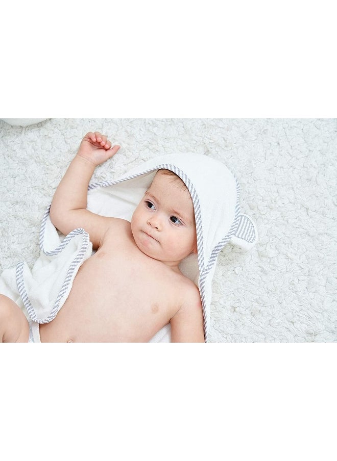 HIPHOP PANDA Bamboo Hooded Baby Towel - Softest Hooded Bath Towel with Bear Ears for Babies, Toddler, Infant - Ultra Absorbent and Hypoallergenic, Natural Baby Towel Perfect (30 80cm, White)