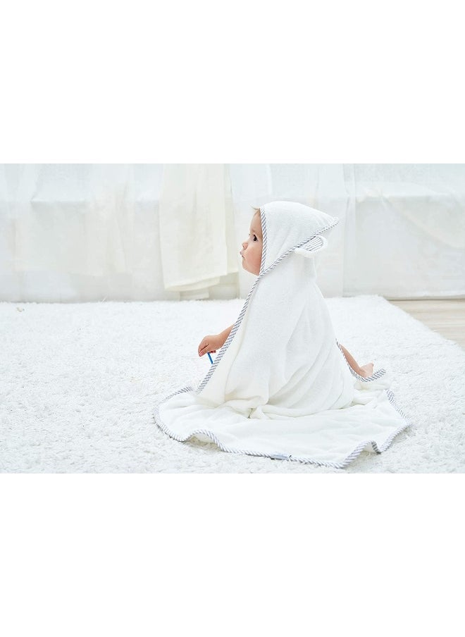 HIPHOP PANDA Bamboo Hooded Baby Towel - Softest Hooded Bath Towel with Bear Ears for Babies, Toddler, Infant - Ultra Absorbent and Hypoallergenic, Natural Baby Towel Perfect (30 80cm, White)