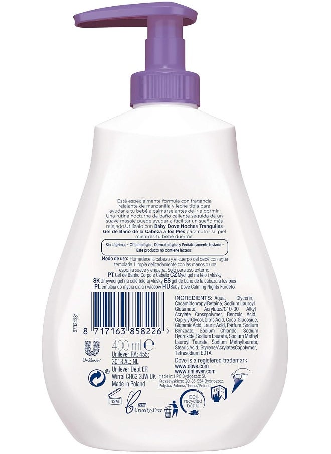 Baby Dove Calming Moisture Sensitive Skin Night Time Wash, 3 Pack Hypoallergenic and Tear-Free Bath Wash, Scented, Suitable for Newborns, 400 ml (3x 13.52 oz)