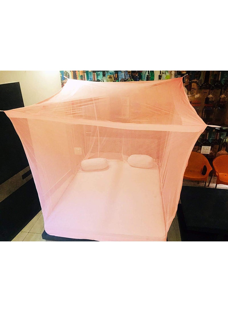 Trending Choice Poly Cotton Mosquito Net Mosquito Net for Double Bed King Size Queen Size Bed Machardani Protection for Baby 8 X 8 Feet King Size Bed Peach