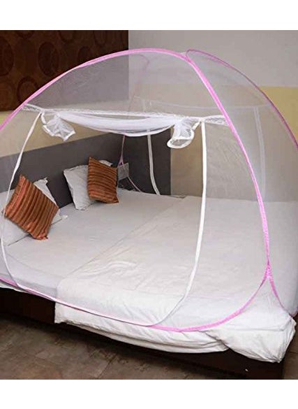 ANS Mosquito Net for Single Bed Pink Foldable Twist Pattern for Babies and Adult
