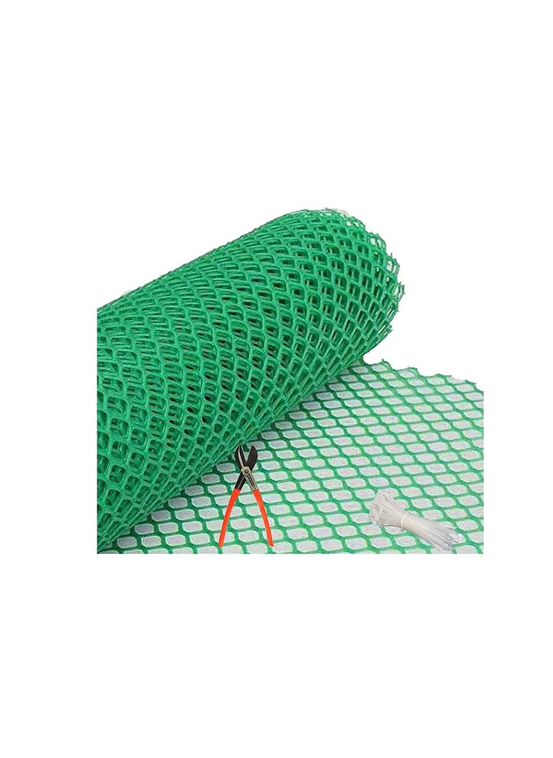 UR LITTLE SHOP 5 Feet Height X 15 Feet Length UV Stabilized PVC Balcony Safety Net_Indoor Kids Safety Net_Protection Net_Anti Bird Net_ Green Color_with 1 Cutter and 100 Tags UPLOK67