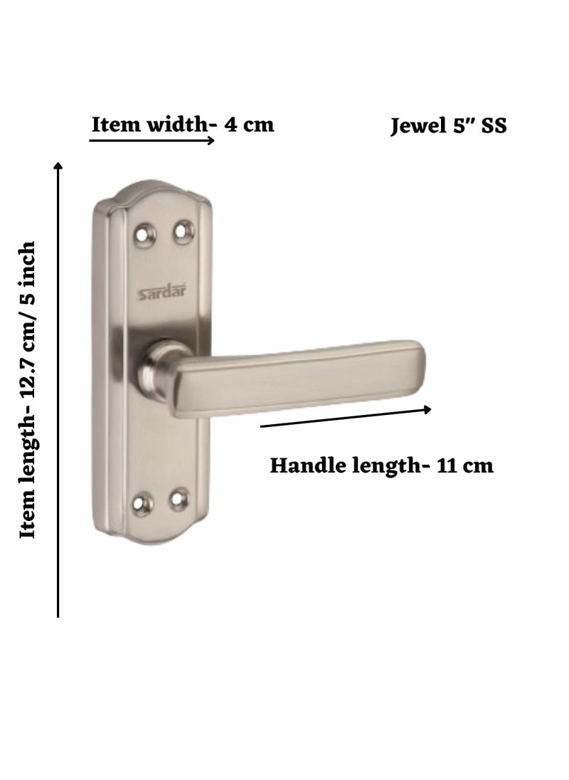 SARDAR Jewel 5 SS Black Silver Iron Baby Latch Bathroom Door Handle Mortise Door Handle with Baby Latch Keyless Handle Bathroom Tower Bolt for Bathroom Push to Close Latch with Baby Latch