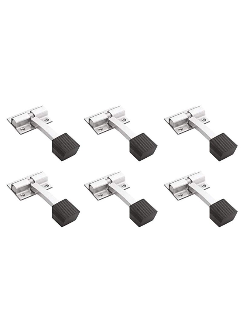 Sun Shield Stainless Steel Single Square Rod Rubber Door Stopper for Home 4 Inch Chrome Finish 6 Pcs