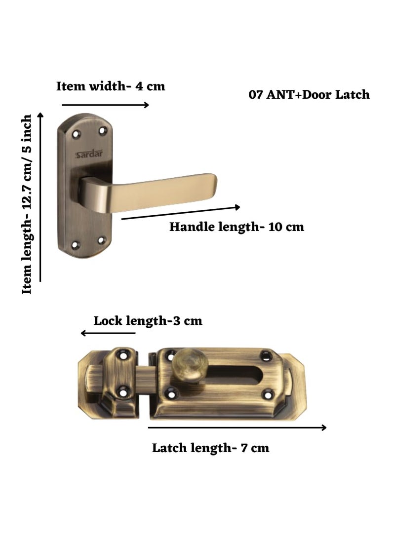 SARDAR 07 Antique 5 Iron Bathroom Door Handle Set with Keyless Baby LatchTower BoltPush to Close Latch with Door Latch