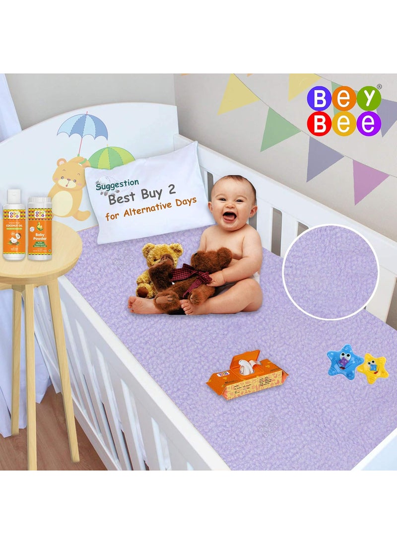 BeyBee NonToxic Quick Dry Sheet for New Born BabyAntiPiling Soft Fleece Bed ProtectorWaterproof Extra Absorbent Mattress Protector for Infant Large Combo PeachViolet