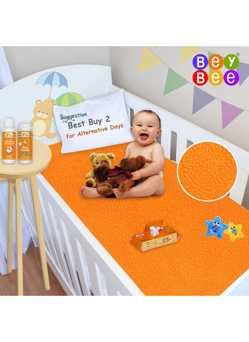 BeyBee NonToxic Quick Dry Sheet for New Born BabyAntiPiling Soft Fleece Bed ProtectorWaterproof Extra Absorbent Mattress Protector for Infant Large Combo PeachViolet