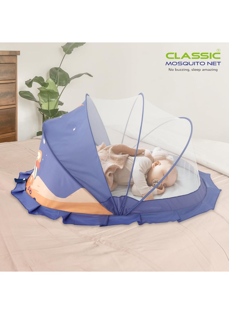 Classic Mosquito Net for Baby Astronaut Print Bottomless Net for Infants for Safe Easy Use Ensures Your Babys Safe Sleep 98cmX55cmX50cm 0 to 24 Months Blue