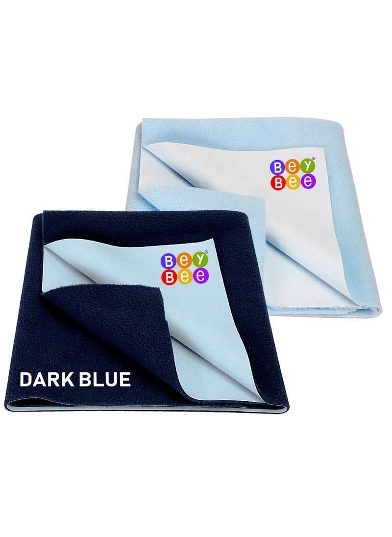 BeyBee NonToxic Quick Dry Sheet for New Born BabyAntiPiling Soft Fleece Bed ProtectorWaterproof Extra Absorbent Mattress Protector for Infant Large Combo Dark BlueBlue
