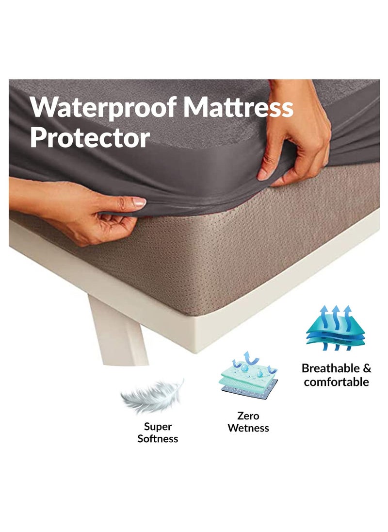 Baby Story Water Resistant Cotton Mattress Protector 78x60 Queen Size Grey