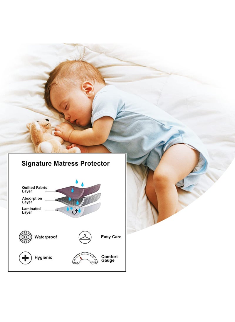 Baby Story Water Resistant Cotton Mattress Protector 78x60 Queen Size Grey